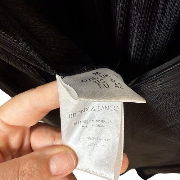 Bronx and Banco Goddess Metallic Side Slit Maxi Gown Evening Party Black Size M - Picture 7 of 12